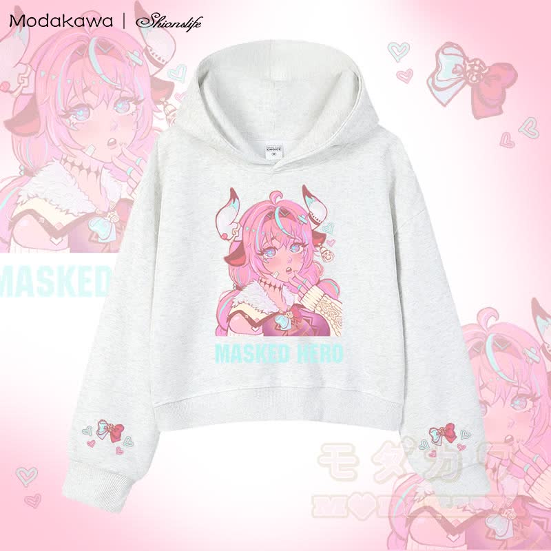 MODAKAWA X Shionslife MASKED HERO Kurzer Baumwoll-Hoodie mit Grafik - Weiß - 3XL - image 3
