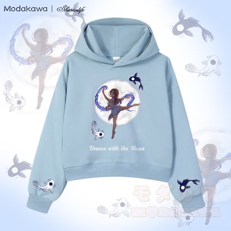 MODAKAWA X Shionslife Kurzer Baumwoll-Hoodie „Katara Water Bending“ mit Grafik - Blau - 3XL - image 2