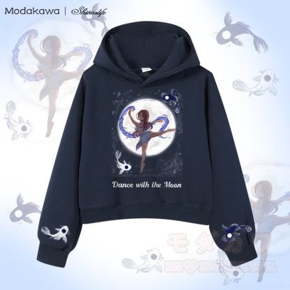 MODAKAWA X Shionslife Kurzer Baumwoll-Hoodie „Katara Water Bending“ mit Grafik - Purpurblau - 3XL - image 1