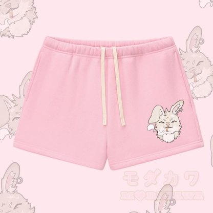 MODAKAWA Shorts mit Raucherhasen-Grafik und dickem Fleecefutter - Rosa - L - image 4