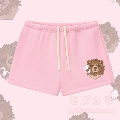 MODAKAWA Shorts mit Raucherbär-Motiv, dick mit Fleece gefüttert - Rosa - L - image 1