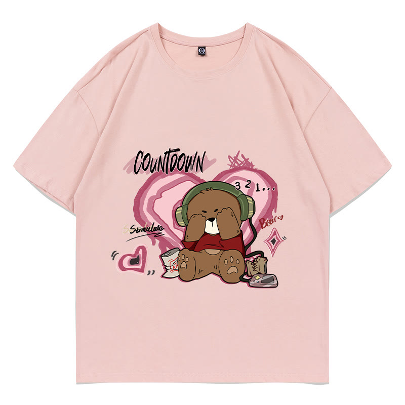 MODAKAWA COUNTDOWN Cover Eyes Bear Grafik-T-Shirt - Pink - 5XL - image 1