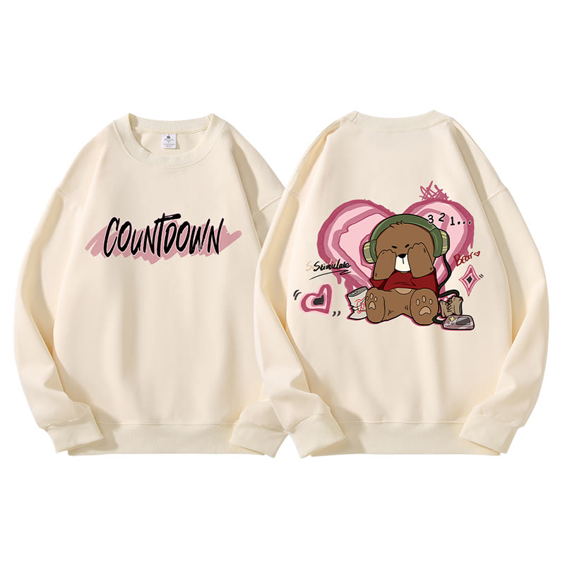 MODAKAWA COUNTDOWN Cover Eyes Bear Graphic Unisex Sweatshirt - image 1