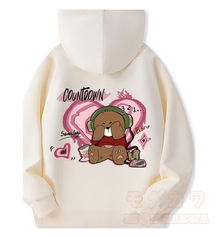 MODAKAWA COUNTDOWN Kapuzenpullover mit Bärenmotiv und Fleece-Futter, Kapuze und Reißverschluss - Beige - 5XL - image 2