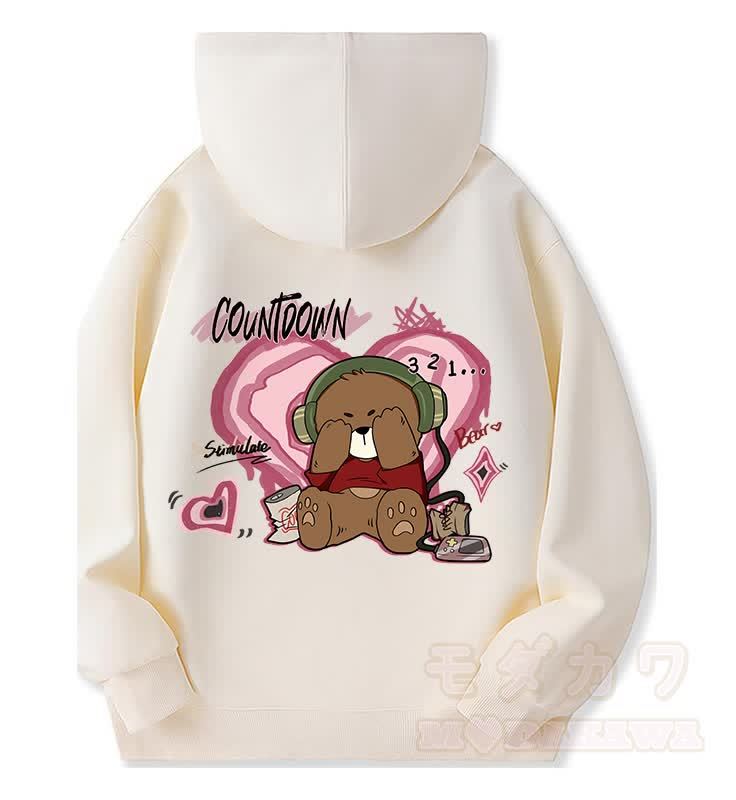 MODAKAWA COUNTDOWN Kapuzenpullover mit Bärenmotiv und Fleece-Futter, Kapuze und Reißverschluss - Beige - 5XL - image 2