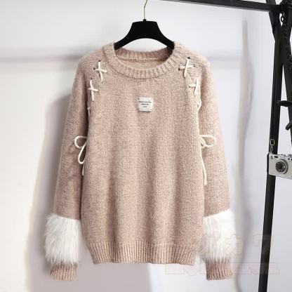 Zweiteiler aus Strickpullover, Gürtel und Shorts - Pullover - XL - image 2