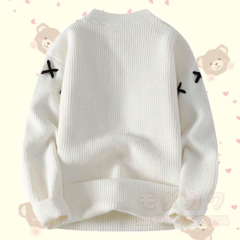 Zweiteiliges Set: Strickpullover mit Bärenmotiv, Hose mit Taschen - image 3