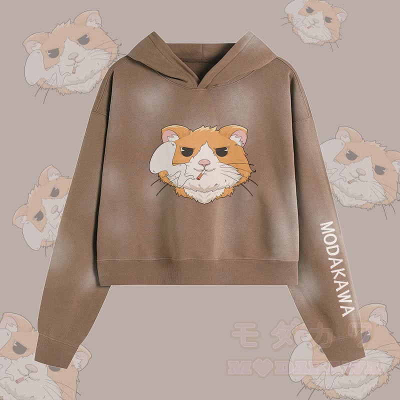 MODAKAWA Unisex-Hoodie mit Raucherhamster-Motiv im Vintage-Look - Braun - XL - image 1