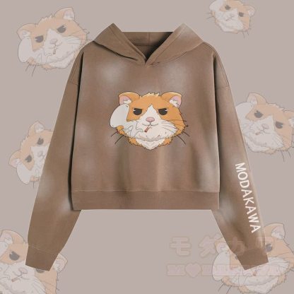 MODAKAWA Unisex-Hoodie mit Raucherhamster-Motiv im Vintage-Look - Braun - XL - image 1