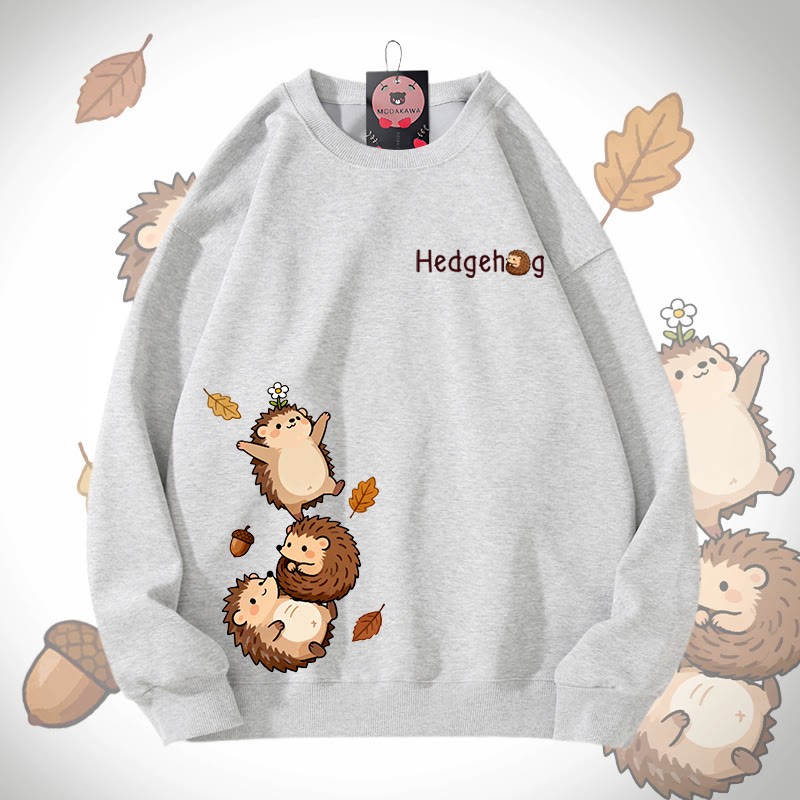 MODAKAWA Unisex-Sweatshirt mit fröhlichem Igelmotiv - Grey - 5XL - image 2