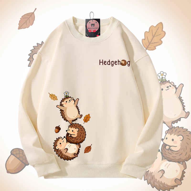 MODAKAWA Unisex-Sweatshirt mit fröhlichem Igelmotiv - Beige - 5XL - image 1