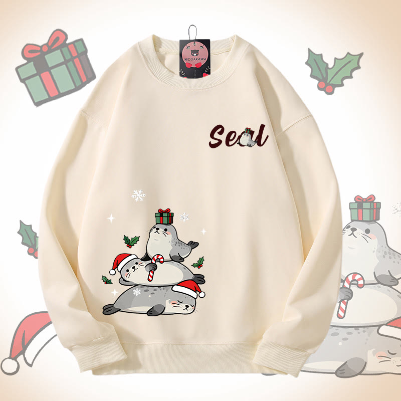 MODAKAWA Unisex-Sweatshirt mit Weihnachtsmotiv - Beige - 5XL - image 2