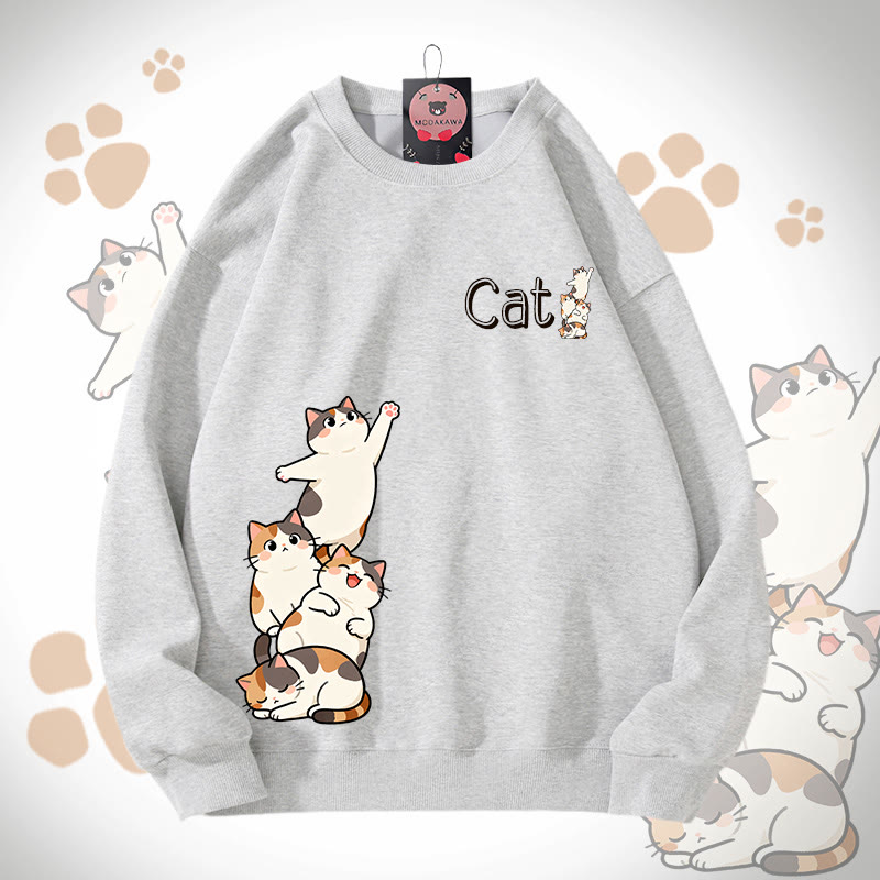 MODAKAWA Unisex-Sweatshirt mit fröhlichem Katzenmotiv - Grey - 5XL - image 2