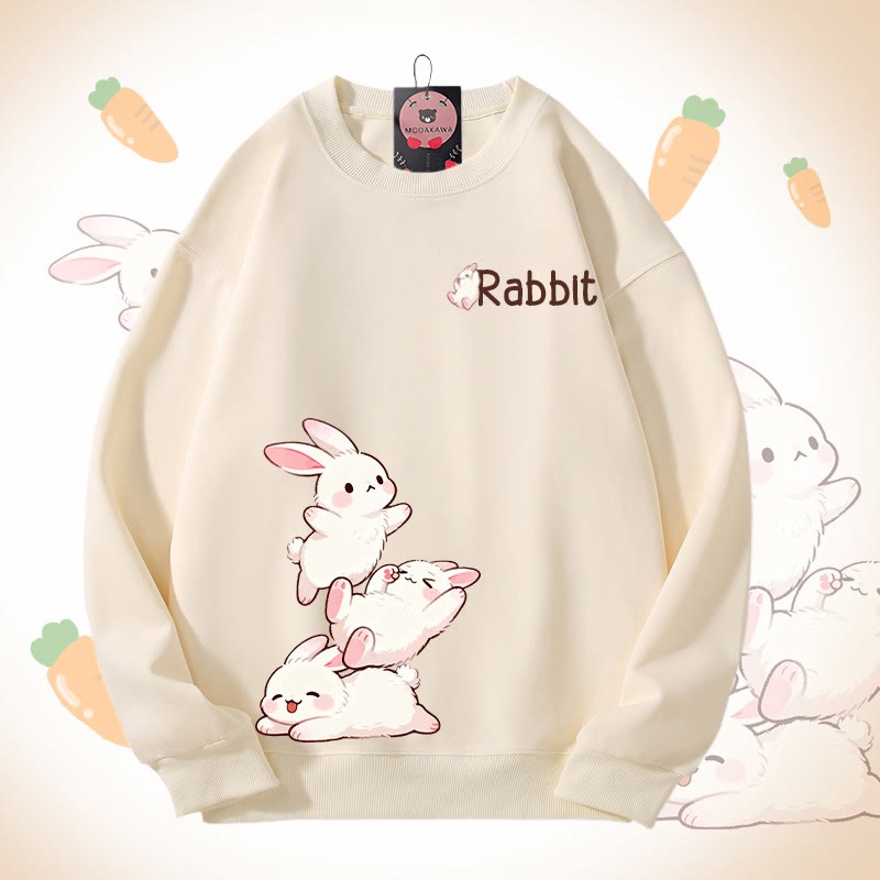 MODAKAWA Unisex-Sweatshirt mit verspieltem Hasenmotiv - Beige - 5XL - image 2