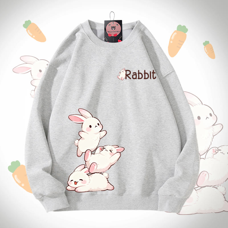 MODAKAWA Unisex-Sweatshirt mit verspieltem Hasenmotiv - Grey - 5XL - image 1