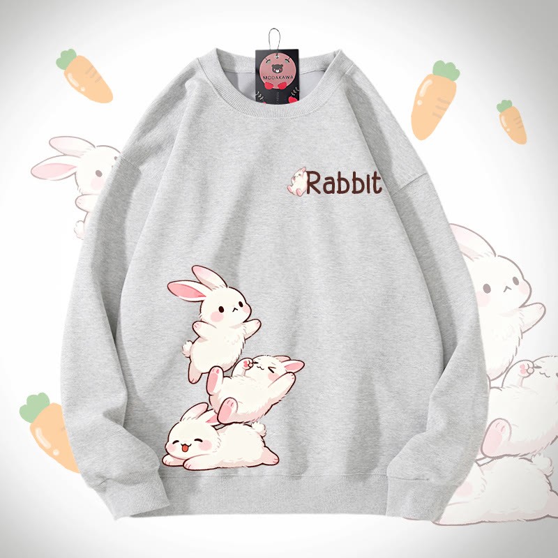 MODAKAWA Unisex-Sweatshirt mit verspieltem Hasenmotiv - Grey - 5XL - image 1