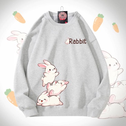 MODAKAWA Unisex-Sweatshirt mit verspieltem Hasenmotiv - Grey - 5XL - image 1