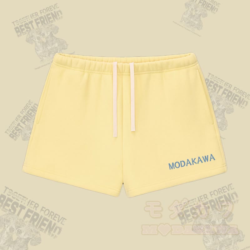MODAKAWA Shorts mit Buchstabengrafik und dickem Fleecefutter - Gelb - L - image 2