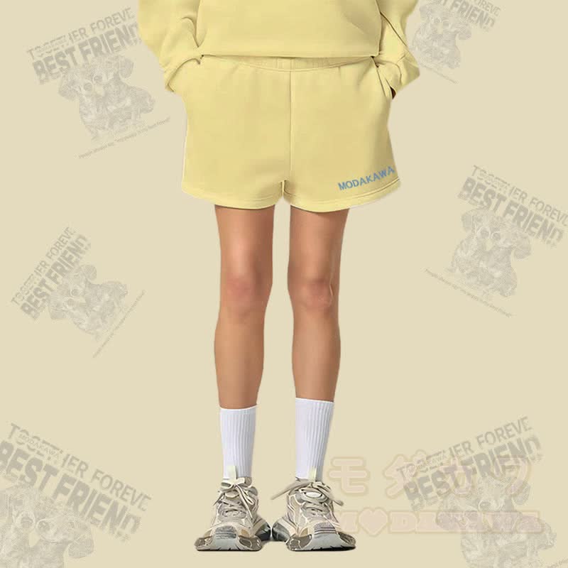 MODAKAWA Shorts mit Buchstabengrafik und dickem Fleecefutter - image 1