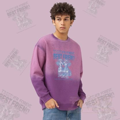 MODAKAWA BEST FRIEND Welpen-Grafik Vintage Washed Gradient Unisex Sweatshirt - image 1