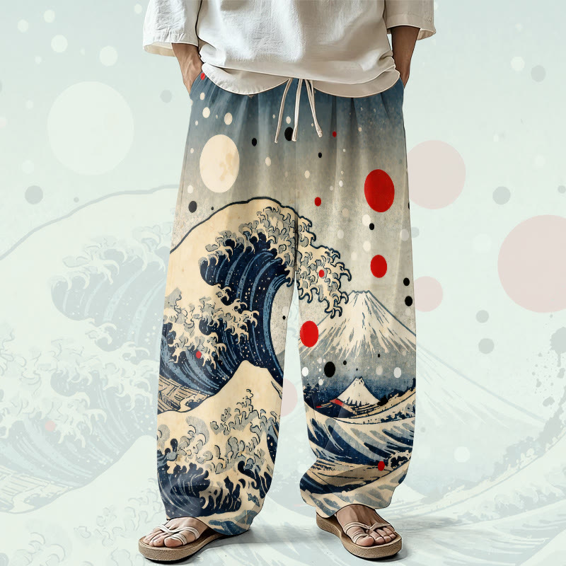 MODAKAWA Weite Hose mit Wellenmuster und Allover-Print - Blue - 4XL - image 1