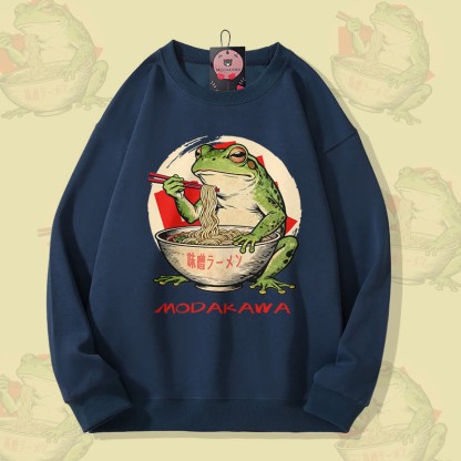 MODAKAWA Unisex-Sweatshirt mit Frosch-Ramen-Motiv - Purplish Blue - 5XL - image 2