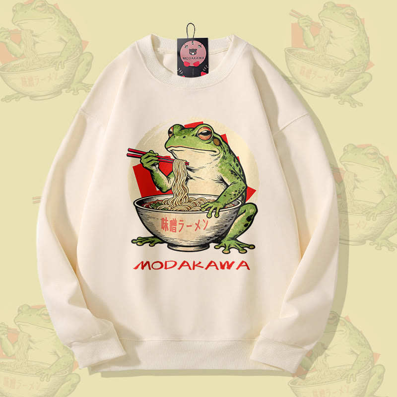 MODAKAWA Unisex-Sweatshirt mit Frosch-Ramen-Motiv - Beige - 5XL - image 1