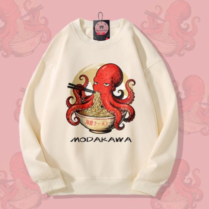 MODAKAWA Unisex-Sweatshirt mit Oktopus-Ramen-Motiv - Beige - 5XL - image 2