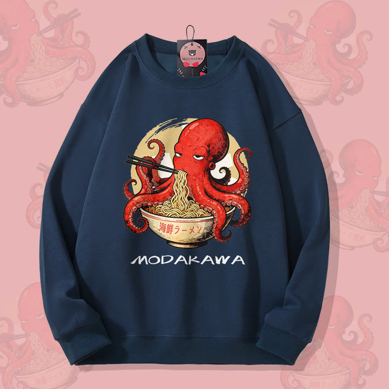 MODAKAWA Unisex-Sweatshirt mit Oktopus-Ramen-Motiv - Purplish Blue - 5XL - image 1