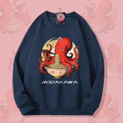 MODAKAWA Unisex-Sweatshirt mit Oktopus-Ramen-Motiv - Purplish Blue - 5XL - image 1