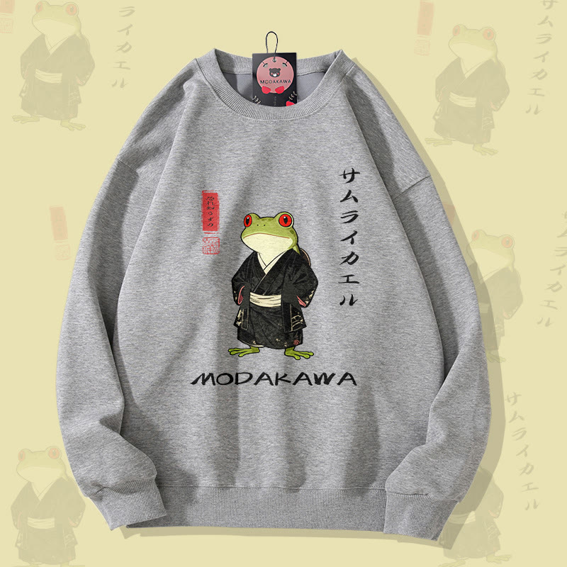 MODAKAWA Samurai Frosch Grafik Unisex Sweatshirt - Grey - 5XL - image 1