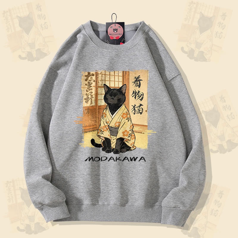 MODAKAWA Kimono Katzen-Grafik Unisex Sweatshirt - Grey - 5XL - image 3
