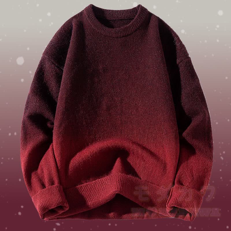 Zweiteiler: Strickpullover mit Farbverlauf und Cordhose - Weinroter Pullover - 3XL - image 9