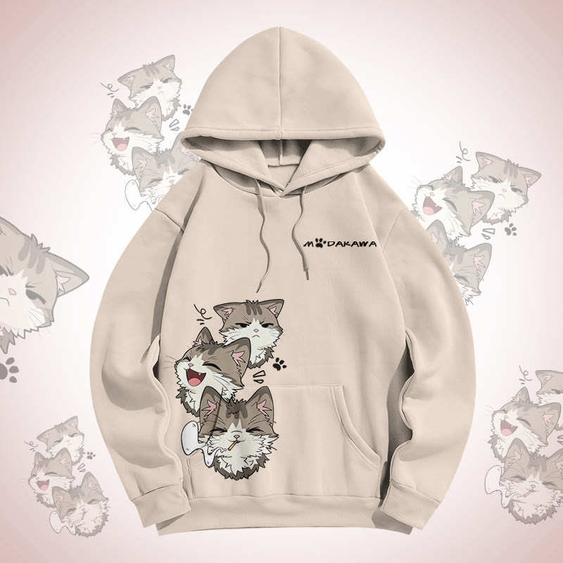 MODAKAWA Kapuzenpullover mit niedlichem Katzenmotiv - Apricot - 8XL - image 1