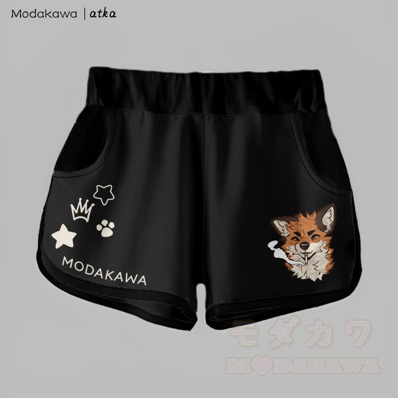 MODAKAWA X atka Gradient Fox Smoking Graphic Shorts - Schwarz - 5XL - image 2