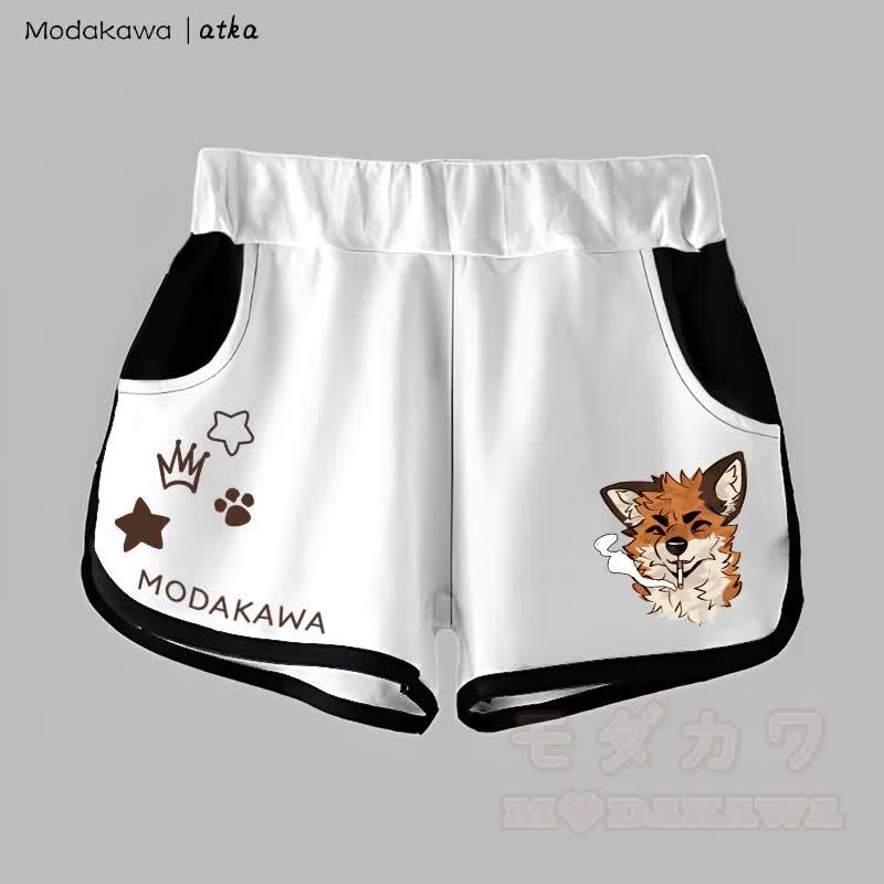 MODAKAWA X atka Gradient Fox Smoking Graphic Shorts - Weiß - 5XL - image 1