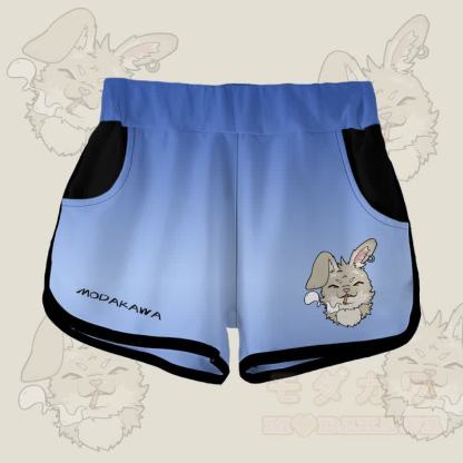 MODAKAWA Shorts mit Farbverlauf und Raucherhasen-Grafik - Blau - 5XL - image 2
