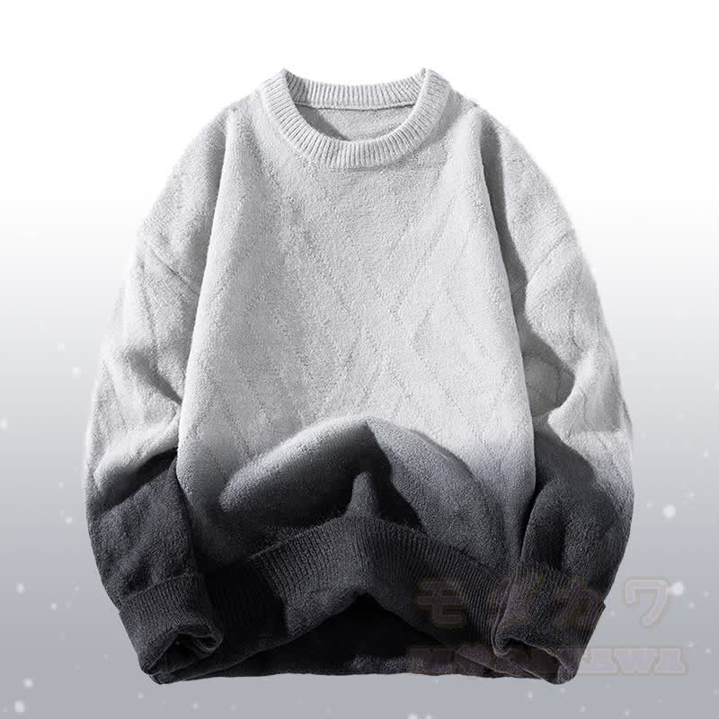 Zweiteiler: Strickpullover mit Farbverlauf und Cordhose - Schwarzer Pullover - 3XL - image 6