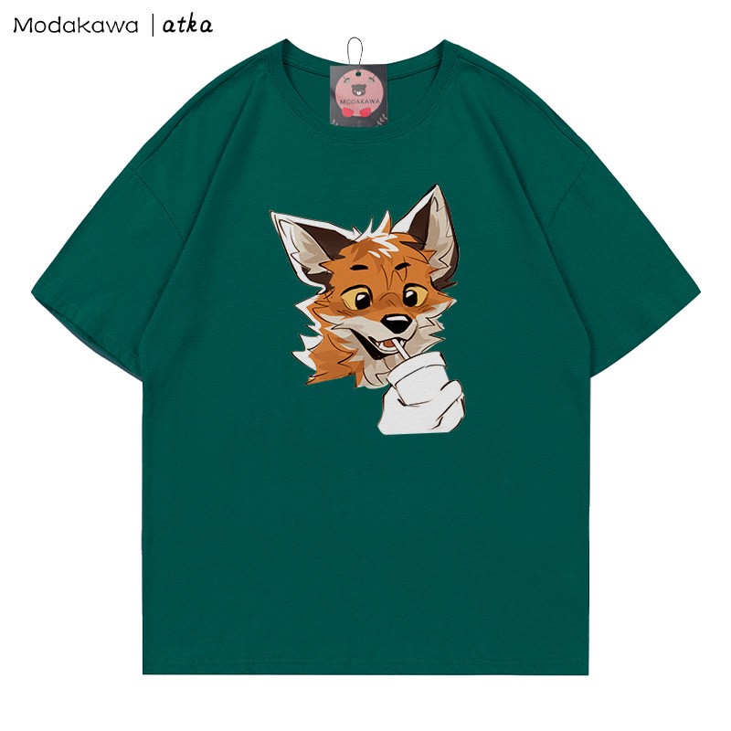 MODAKAWA X atka Fuchs-Print T-Shirt - Olive Green - 5XL - image 3