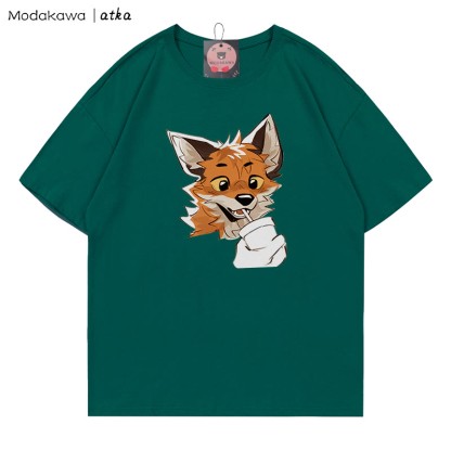 MODAKAWA X atka Fuchs-Print T-Shirt - Olive Green - 5XL - image 3