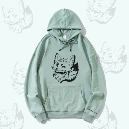 MODAKAWA Arctic Fox Graphic Streetwear Pullover Hoodie - Green - 5XL - image 1