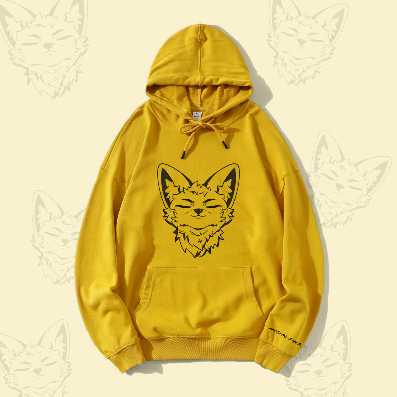 MODAKAWA Corsac Fox Graphic Streetwear Pullover Hoodie - Yellow - 5XL - image 1