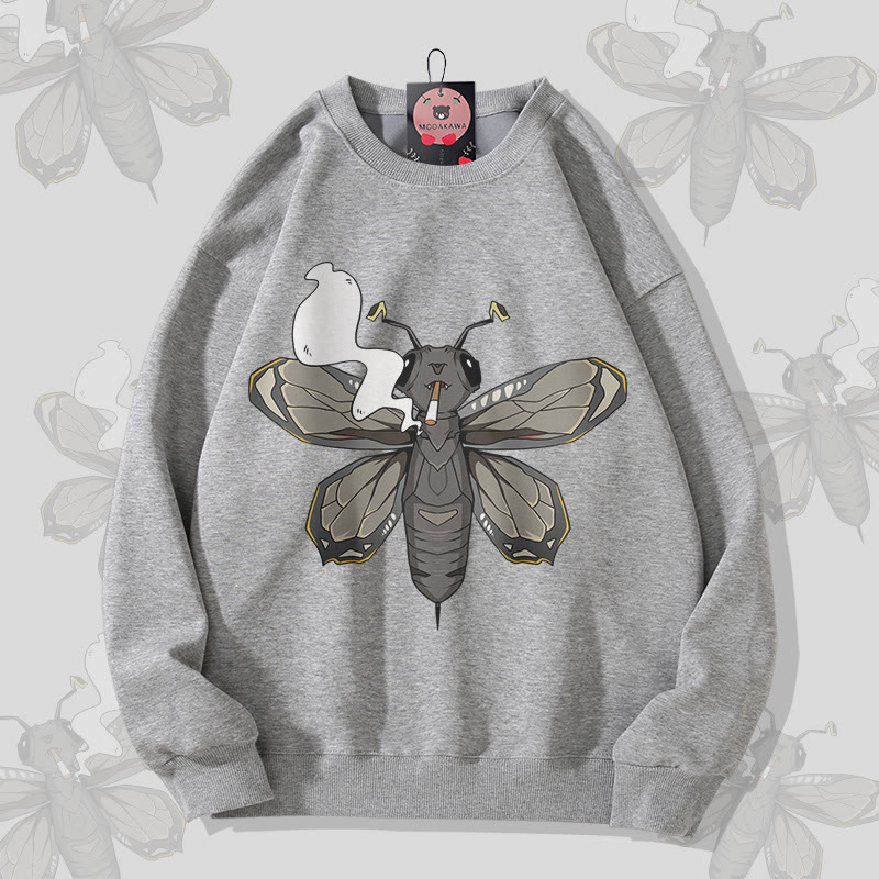 MODAKAWA Unisex-Sweatshirt mit Rauchermotte-Motiv - Dark Grey - 5XL - image 1