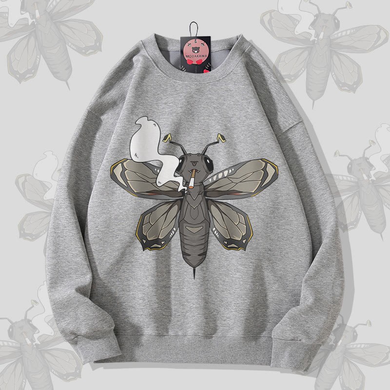 MODAKAWA Unisex-Sweatshirt mit Rauchermotte-Motiv - Dark Grey - 5XL - image 1