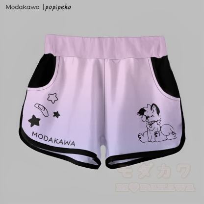 MODAKAWA X popipeko Gradient Tongue-Out Puppy Graphic Shorts - Lila - 5XL - image 5