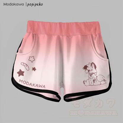 MODAKAWA X popipeko Gradient Tongue-Out Puppy Graphic Shorts - Rosa - 5XL - image 4