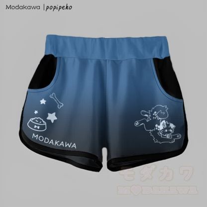 MODAKAWA X popipeko Gradient Playful Puppy Graphic Shorts - Dunkelblau - 5XL - image 4
