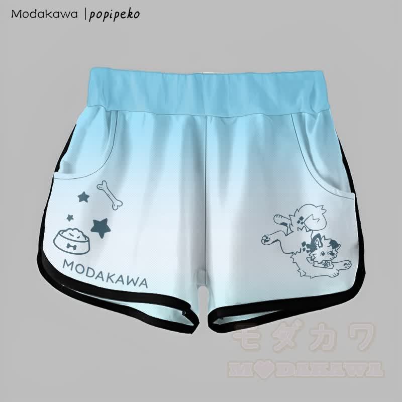 MODAKAWA X popipeko Gradient Playful Puppy Graphic Shorts - Blau - 5XL - image 3