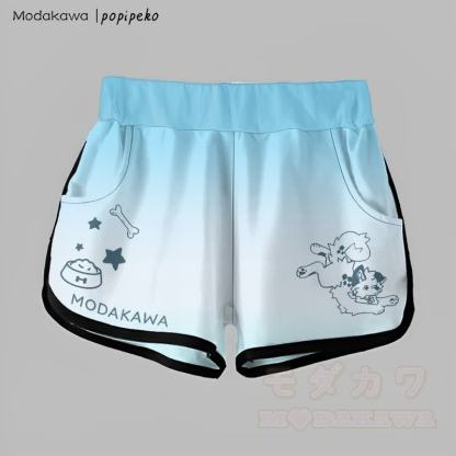 MODAKAWA X popipeko Gradient Playful Puppy Graphic Shorts - Blau - 5XL - image 3