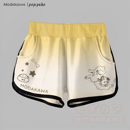 MODAKAWA X popipeko Gradient Playful Puppy Graphic Shorts - Gelb - 5XL - image 5